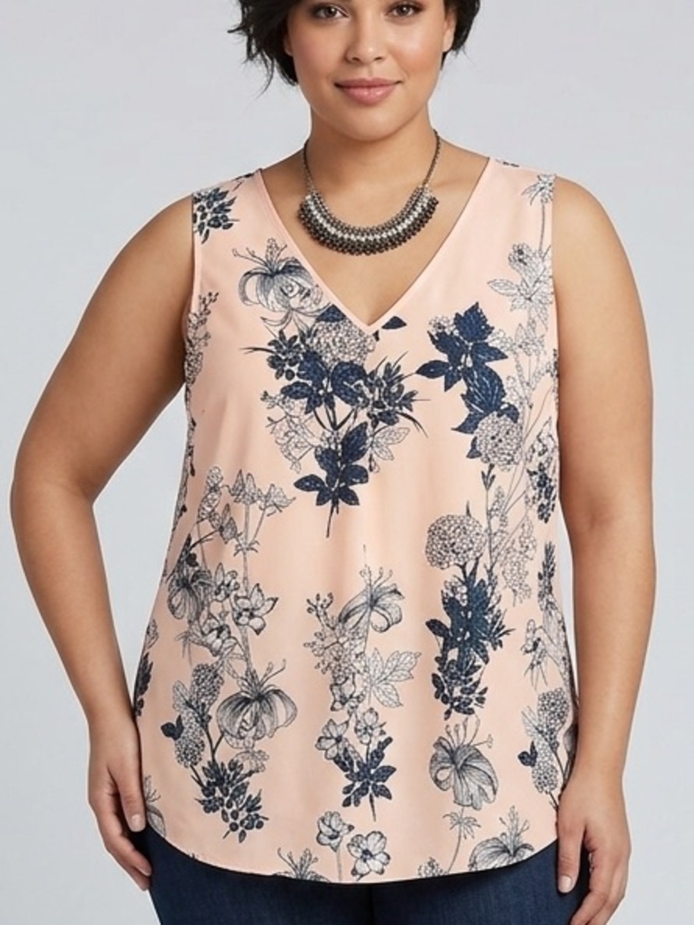 BANANA REPUBLIC Sleeveless V Neck Floral Tank Top XL